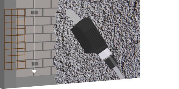 Illustration of waterproofing process with concrete and trees