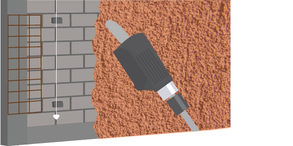 Illustration of waterproofing process with concrete and trees